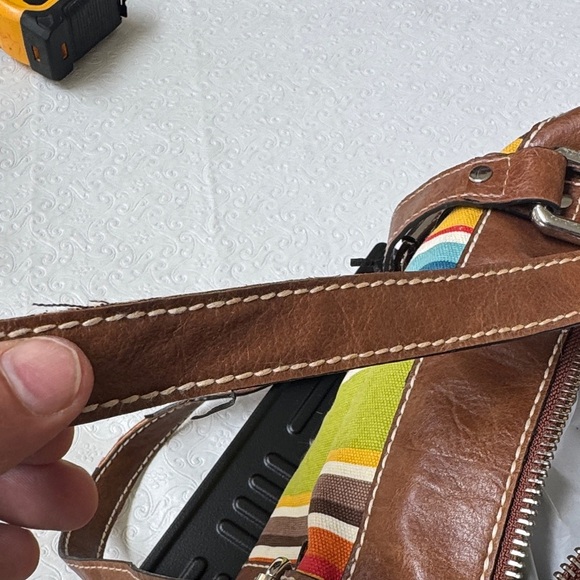 Fossil Blue and Brown Vintage style Bag - Picture 5 of 7